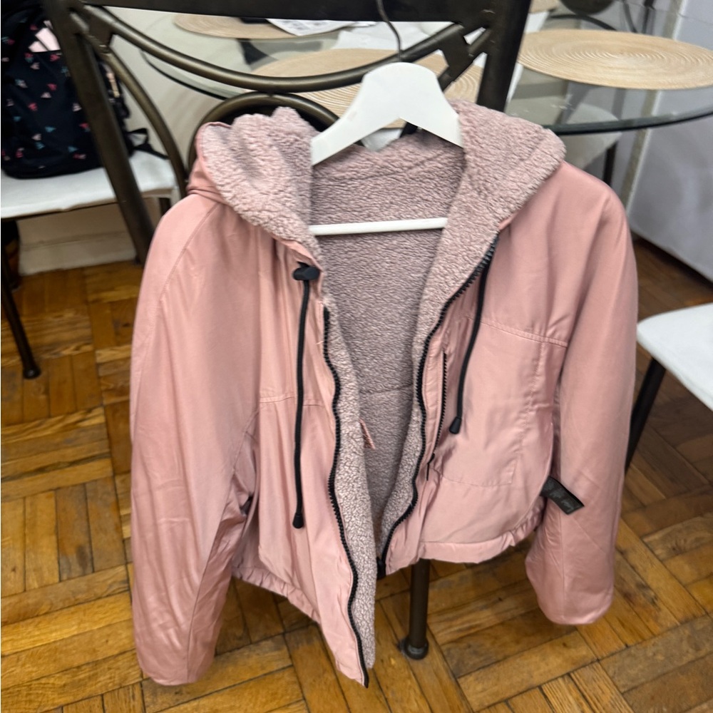 Pink Hooded Jacket with Sherpa Lining